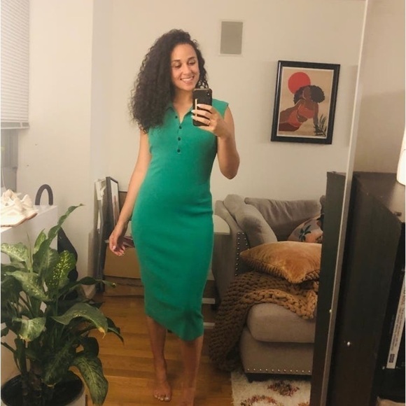 A.L.C. 💚 Taylor Sleeveless Collard Knit Green Dress, Medium - Picture 10 of 14